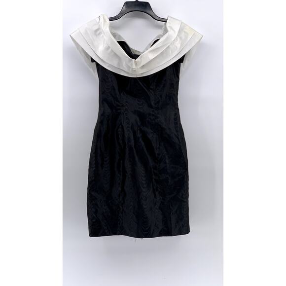 UNBRANDED Women's Black-White Pleated Shoulder Dress SZ S - Picture 2 of 11